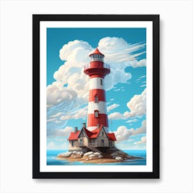 Lighthouse On The Island Art Print