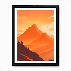 Misty Mountains Vertical Composition In Orange Tone 78 Art Print