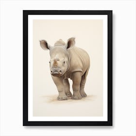 Simple Illustration Of A Rhino 3 Art Print