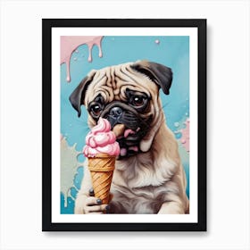 Pug Ice Cream 1 Art Print