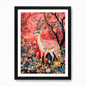 Floral Animal Painting Gazelle 1 Art Print