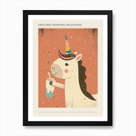 Unicorn Drinking A Rainbow Sprinkles Milkshake Uted Pastels 1 Poster Art Print