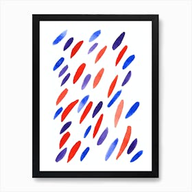 minimal minimalist shapes contemporary modern asbtract red orange blue office kitchen living room energy force Art Print