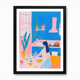 Girl Cooking Lo Fi Kawaii Illustration 1 Art Print