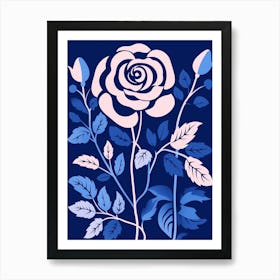 Blue Flower Illustration Rose 7 Art Print