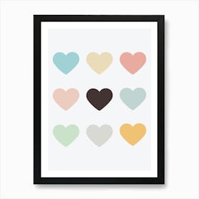 9 Hearts Art Print