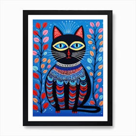 Kitty Cat in style of Gond Painting Art Print