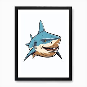 A Bull Shark In A Vintage Cartoon Style 2 Art Print