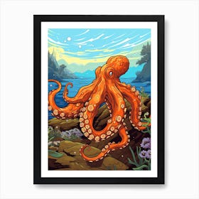 Giant Pacific Octopus Illustration 14 Poster