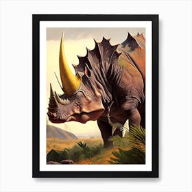 Pachyrhinosaurus Illustration Dinosaur Art Print