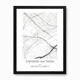 Carrieres Sur Seine,France Minimalist Map Art Print