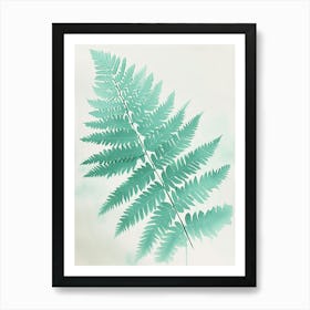 Green Ink Painting Of A Blue Star Fern 3 Art Print