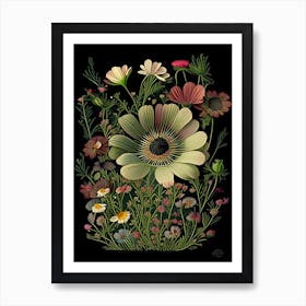 Cosmos 1 Floral Botanical Vintage Poster Flower Art Print