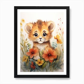 Drawing Watercolour Lion Art Painting 2 Art Print