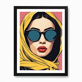 Chic Woman In Sunglasses, pop art Art Print