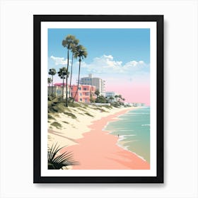 An Illustration In Pink Tones Of Panama City Beach Florida 1 Art Print