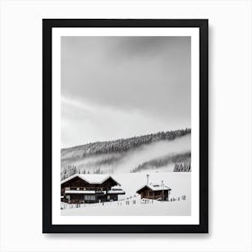 Sölden, Austria Black And White Skiing Poster Art Print