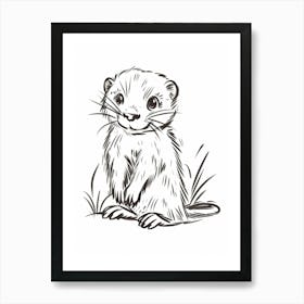 B&W Ferret Art Print