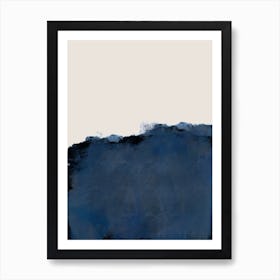 Blue And Beige Abstract Painting, Soft Neutral Art Print