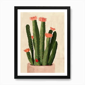 Christmas Cactus Plant Minimalist Illustration 7 Art Print