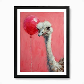 Cute Ostrich 3 With Balloon Art Print