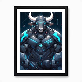 Bull In Futuristic Armor Art Print