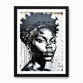 Vintage Graffiti Mural Of Beautiful Black Woman 141 Art Print