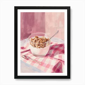 Pink Breakfast Food Granola Bowl 3 Art Print