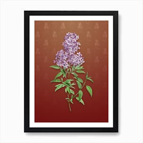 Vintage Persian Lilac Botanical on Falu Red Pattern n.1312 Art Print