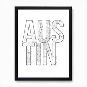 Austin Street Map Typography Art Print