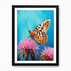 Pop Art Pearl Bordered Fritillary Butterfly 3 Art Print