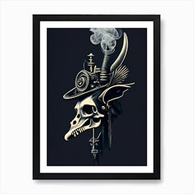 Animal Skull Black Stream Punk Art Print