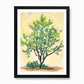 Acacia Tree Storybook Illustration 3 Art Print