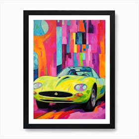 Lamborghini Miura Vintage Car Matisse Style Drawing Colourful 1 Art Print