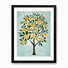 Orange Tree Flat Illustration 4 Art Print