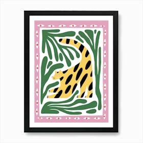 Leopard On A Pink Background Art Print