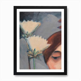 Flowers and Female Head by Dorothea Maetzel-Johannsen (1921) | vintage art | avant-garde art | modern contemporary art | FParrish Art Prints | Hamburg Secession movement Art Print