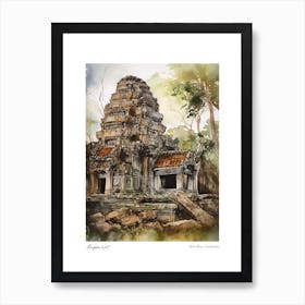 Angkor Wat Cambodia 2 Watercolour Travel Poster Art Print