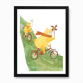 Bears Ride Bikes Art Print