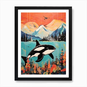 Paint Collage Orca Whale Art Print