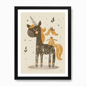 Unicorn & A Princess Mustard Muted Pastels Art Print