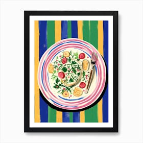 A Plate Of Canelloni, Top View Food Illustration 1 Art Print