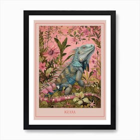 Floral Animal Painting Iguana 2 Poster Art Print