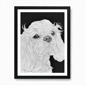 English Toy Spaniel Dog Line Sketch 2 Art Print