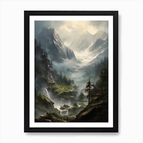 Rustic River Landscape Painting Art Print