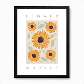 Sunflower Flower Market Colourful Yellow Wall Art Póster