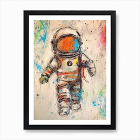 Astronaut Crayon 3 Art Print