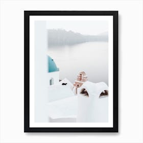 Whitewashed Wonder, Santorini Art Print