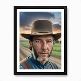 Man In Cowboy Hat Art Print