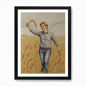 Rainbows In The Wheat Field Art Print